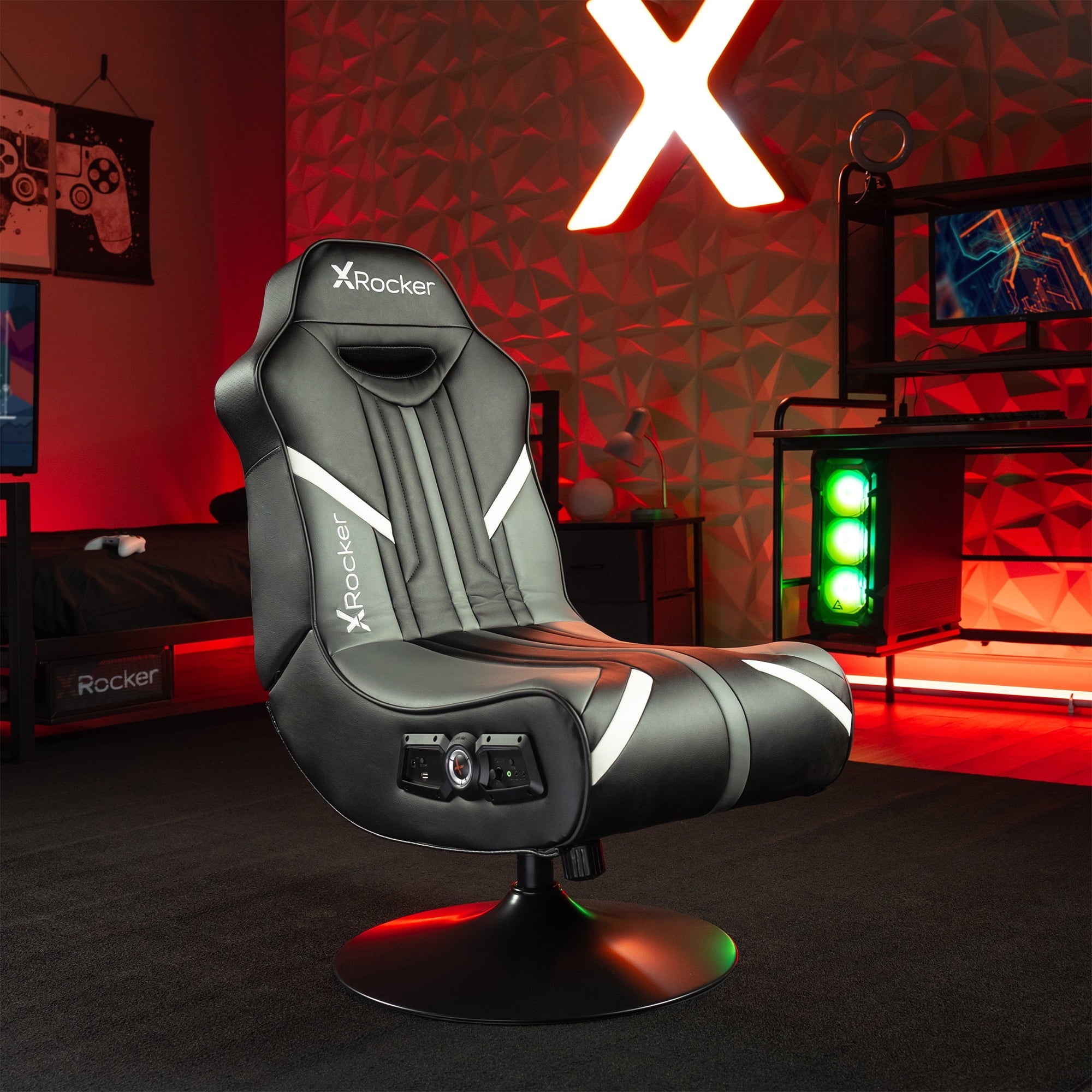 X Rocker Nebula Pedestal Gaming Chair Black 2.1 Bluetooth Audio