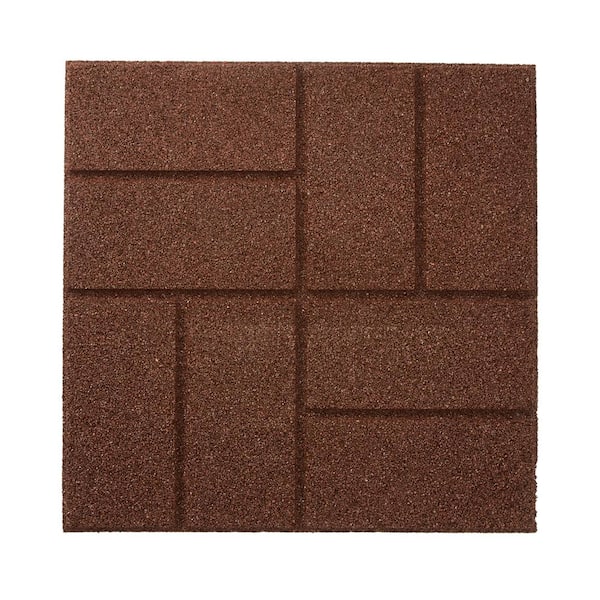 16 in. x 16 in. Brown Dual-Sided Rubber Paver (9-Pack)