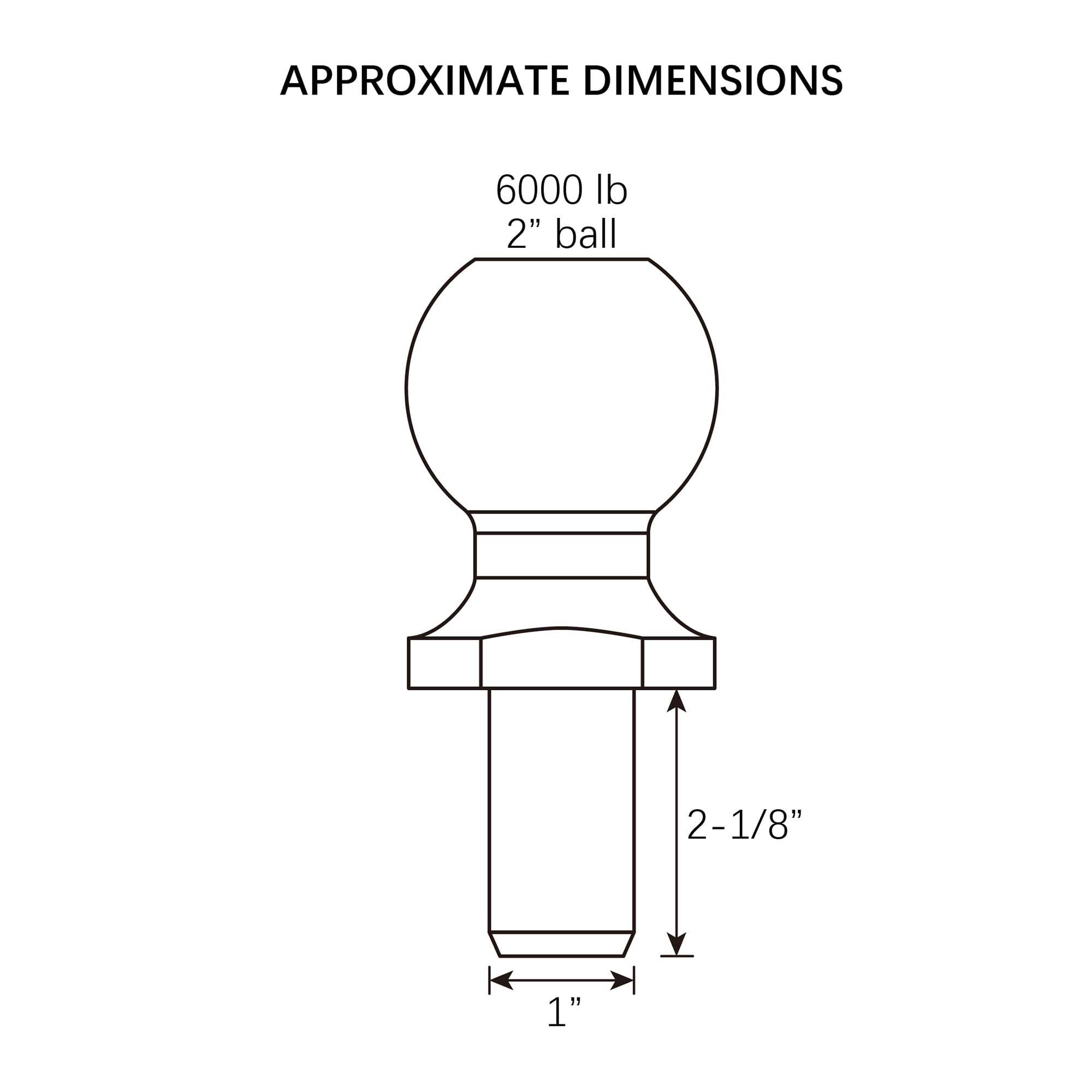 HyperTough 2 inch Chrome Hitch Ball, 6000 lbs GTW