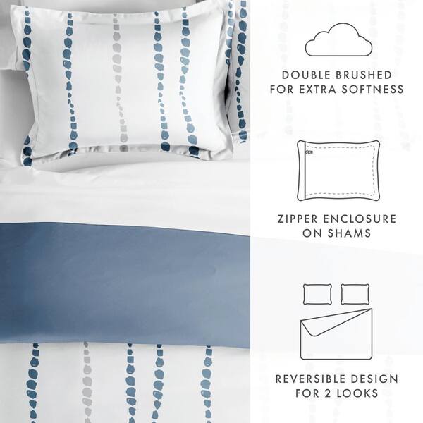 Premium Ultra Soft Navy Urban Vibe Pattern Reversible Twin Microfiber 2-Piece Duvet Cover Set
