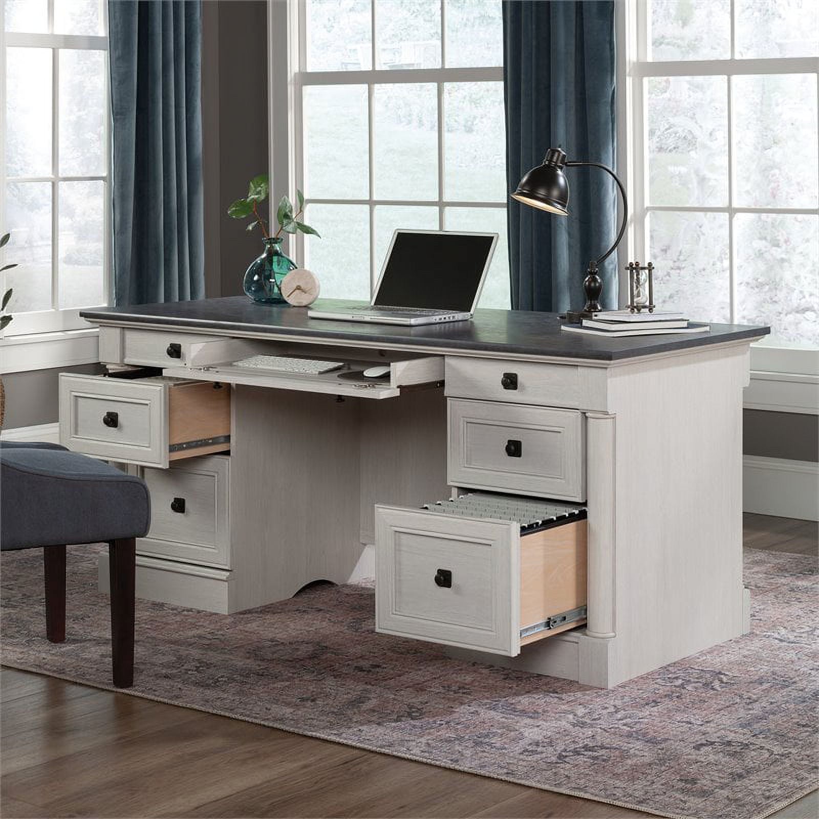 Sauder Palladia Executive Home Office Desk, Glacier Oak Finish