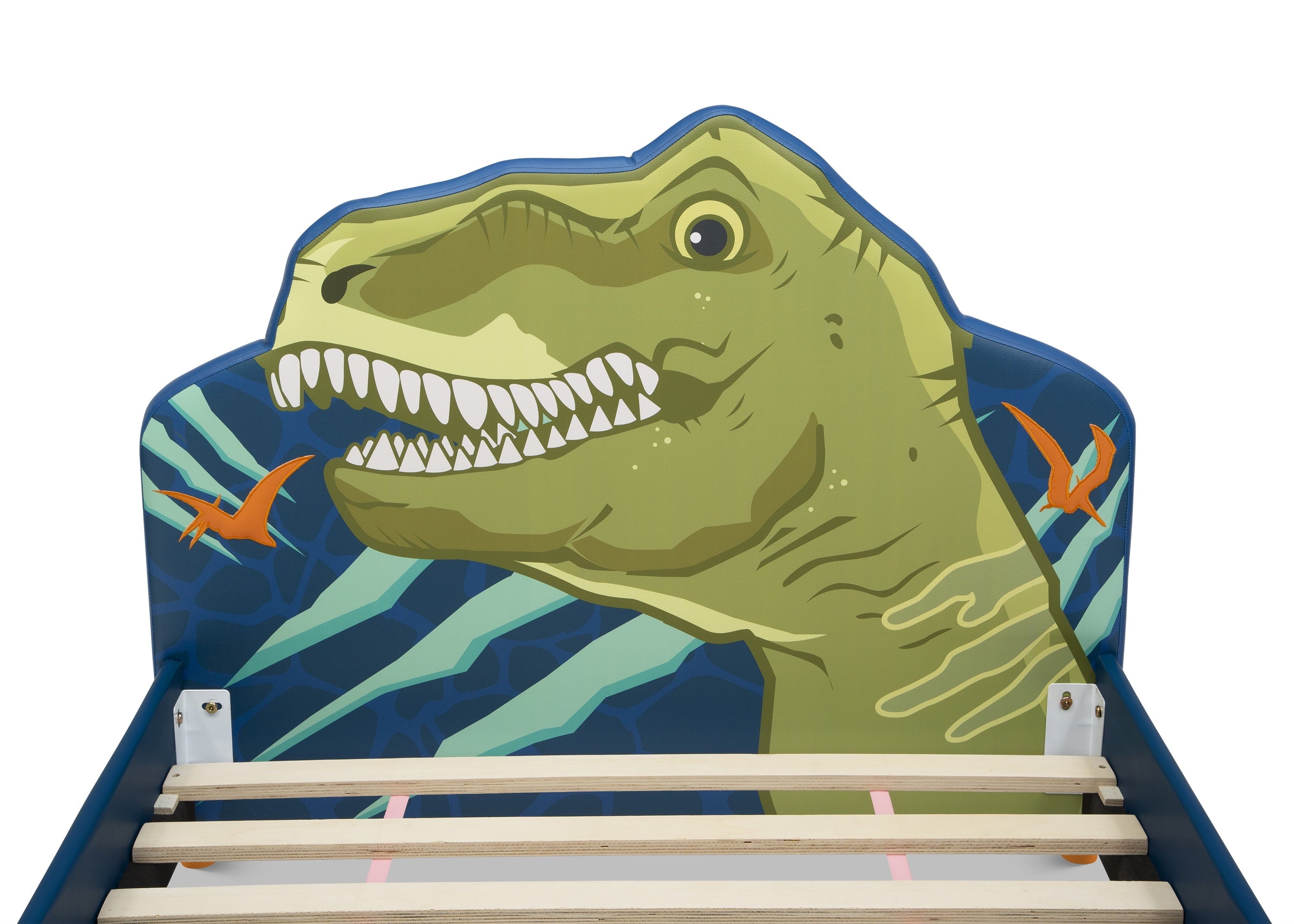 Delta Children Dinosaur Upholstered Twin Bed, Blue