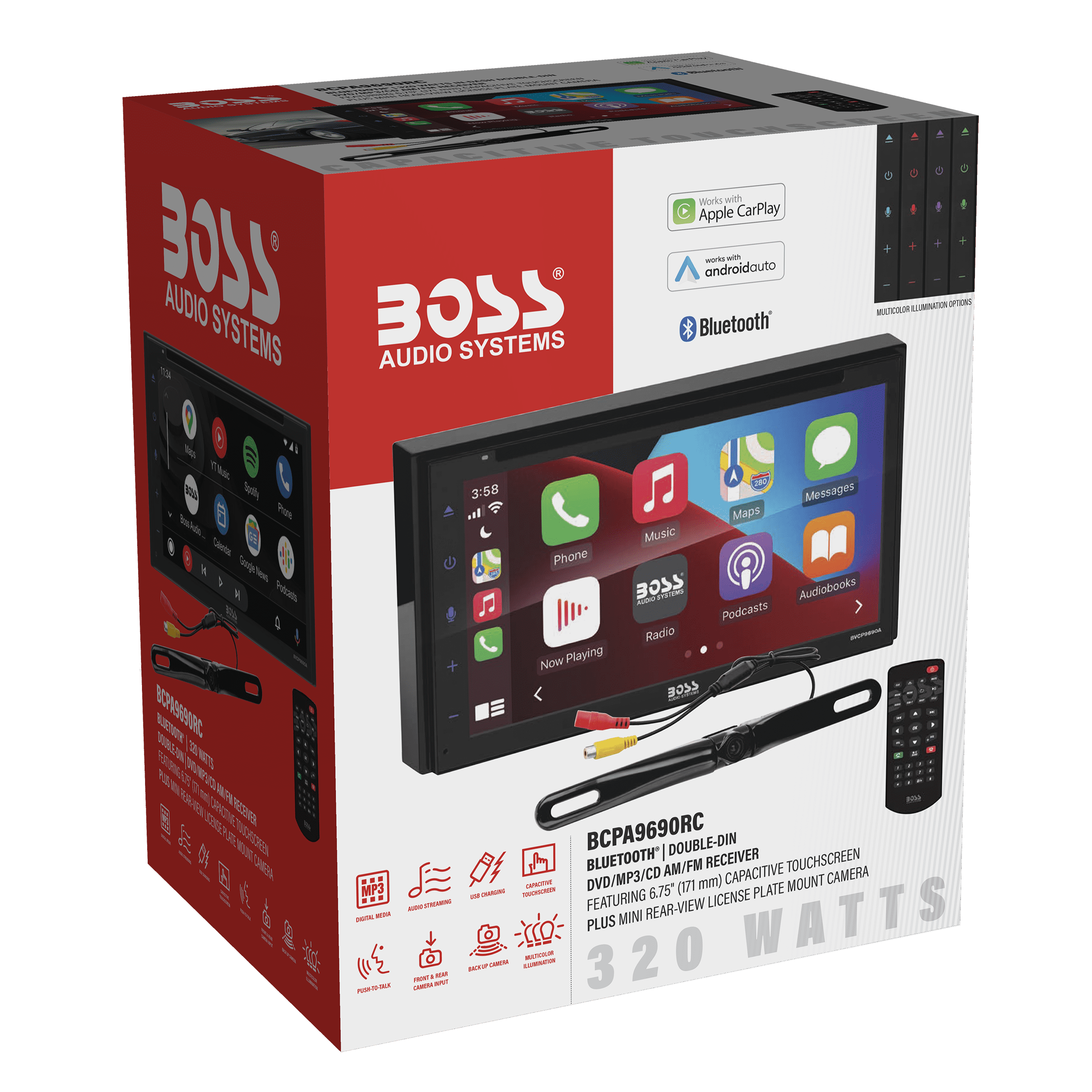BOSS Audio Systems BCPA9690RC 6.75” Apple CarPlay Android Auto Car DVD Player