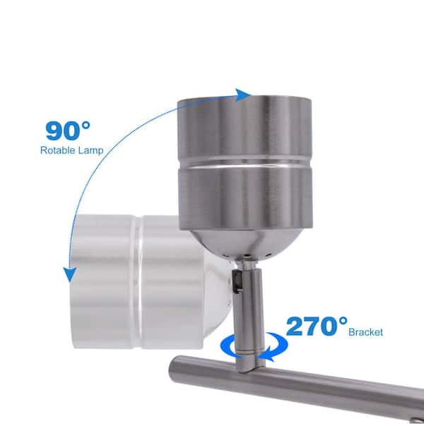 3.7 ft. 6-Light Brushed Nickle Hardwired Swivel Track Lighting Kit with Cylinder Head