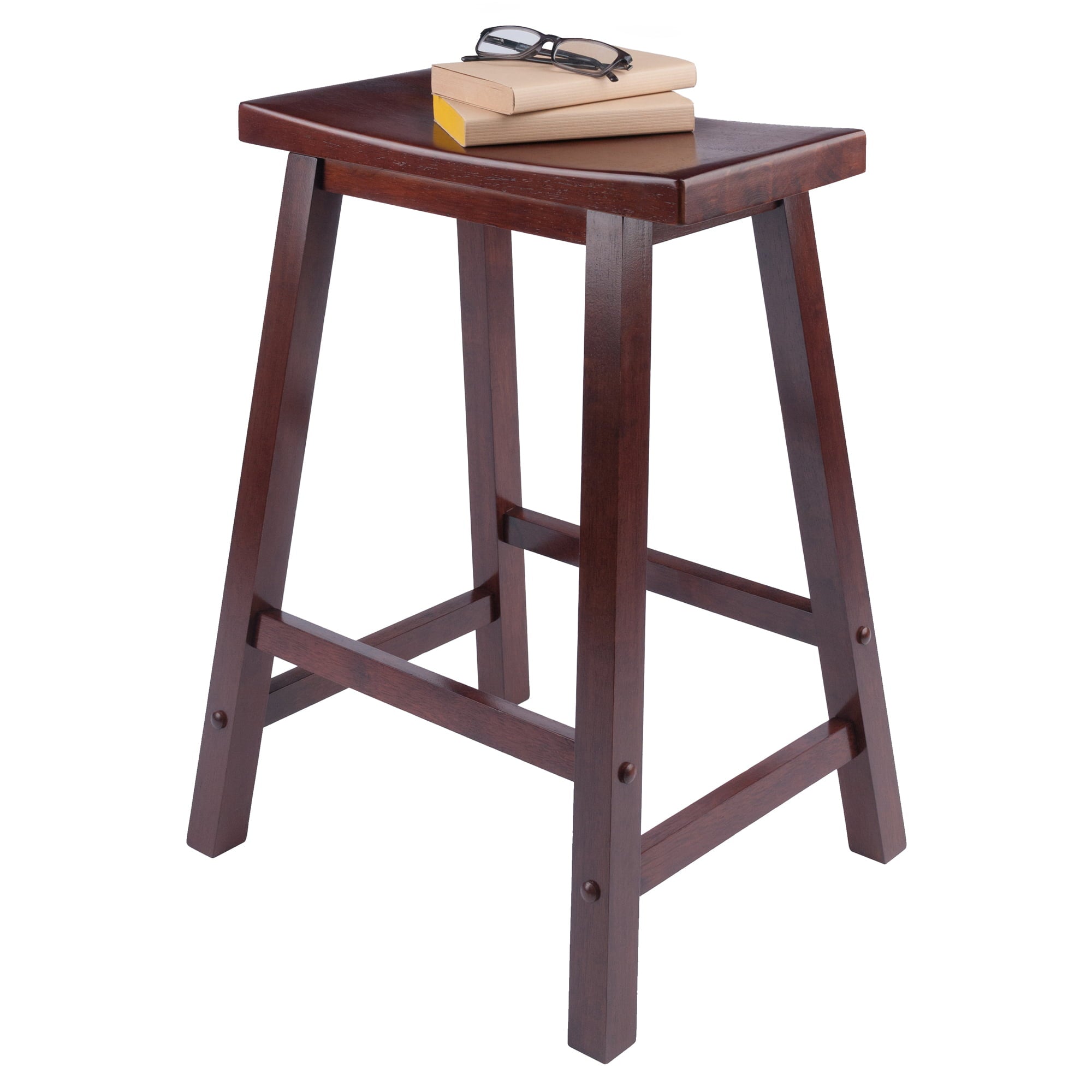 Winsome Wood Satori Saddle Seat Counter Stool, Walnut Finish