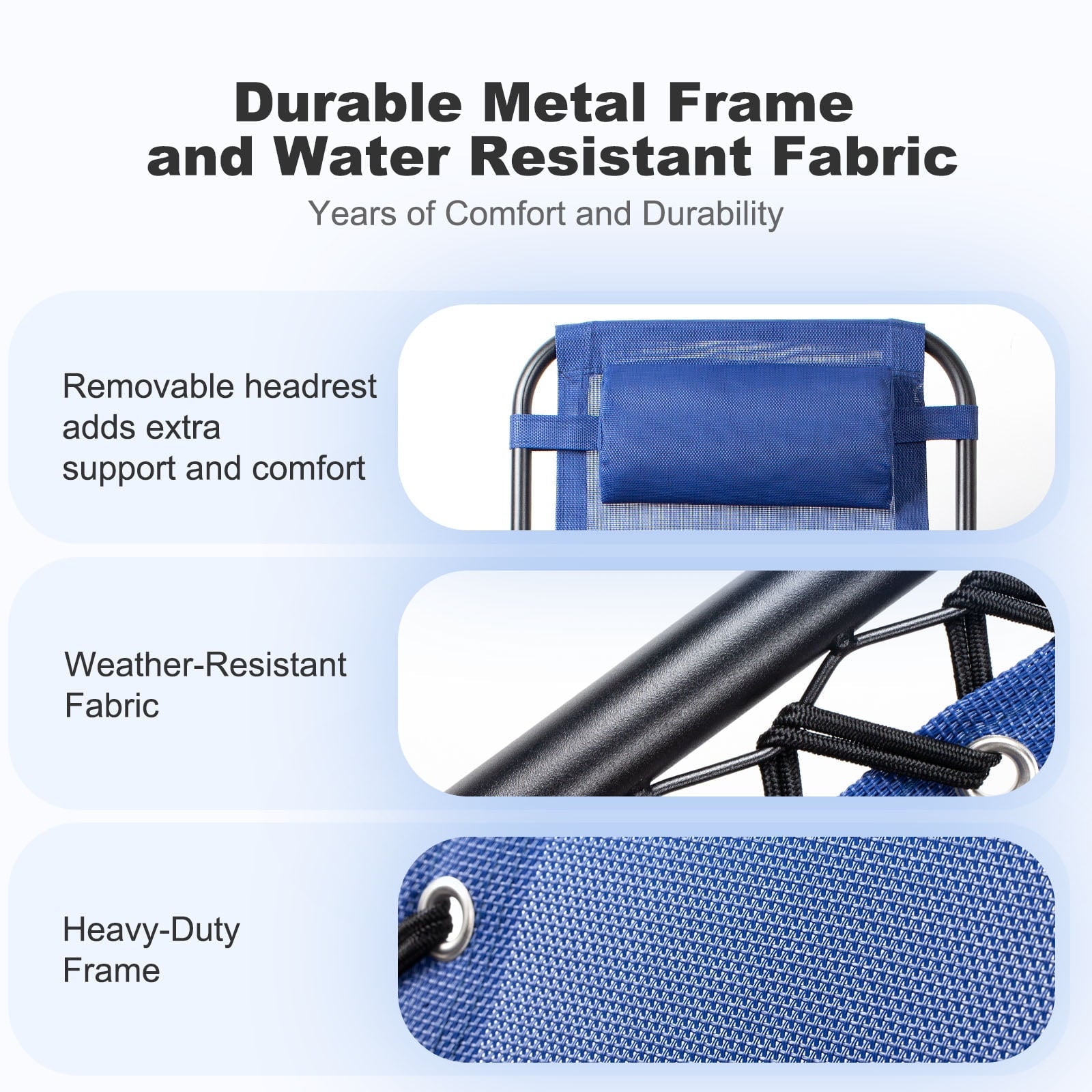 Nazhura Set of 2 Relaxing Recliners Patio Chairs Adjustable Steel Mesh Zero Gravity Lounge Chair Recliners with Pillow and Cup Holder (Navy Blue)