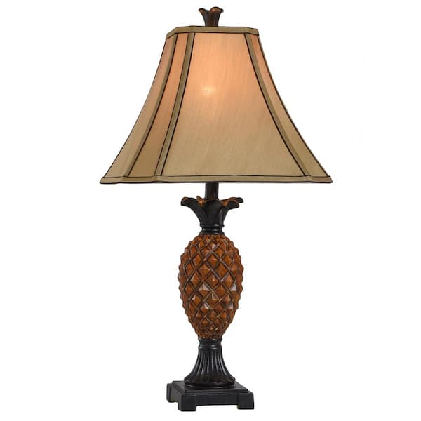 29 in. Brown Table Lamp with Beige Fabric Shade
