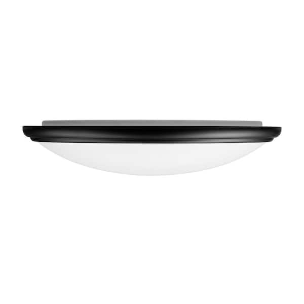 14 in. Light White and Matte Black Adjustable CCT Integrated LED Flush Mount with Interchangeable Trim