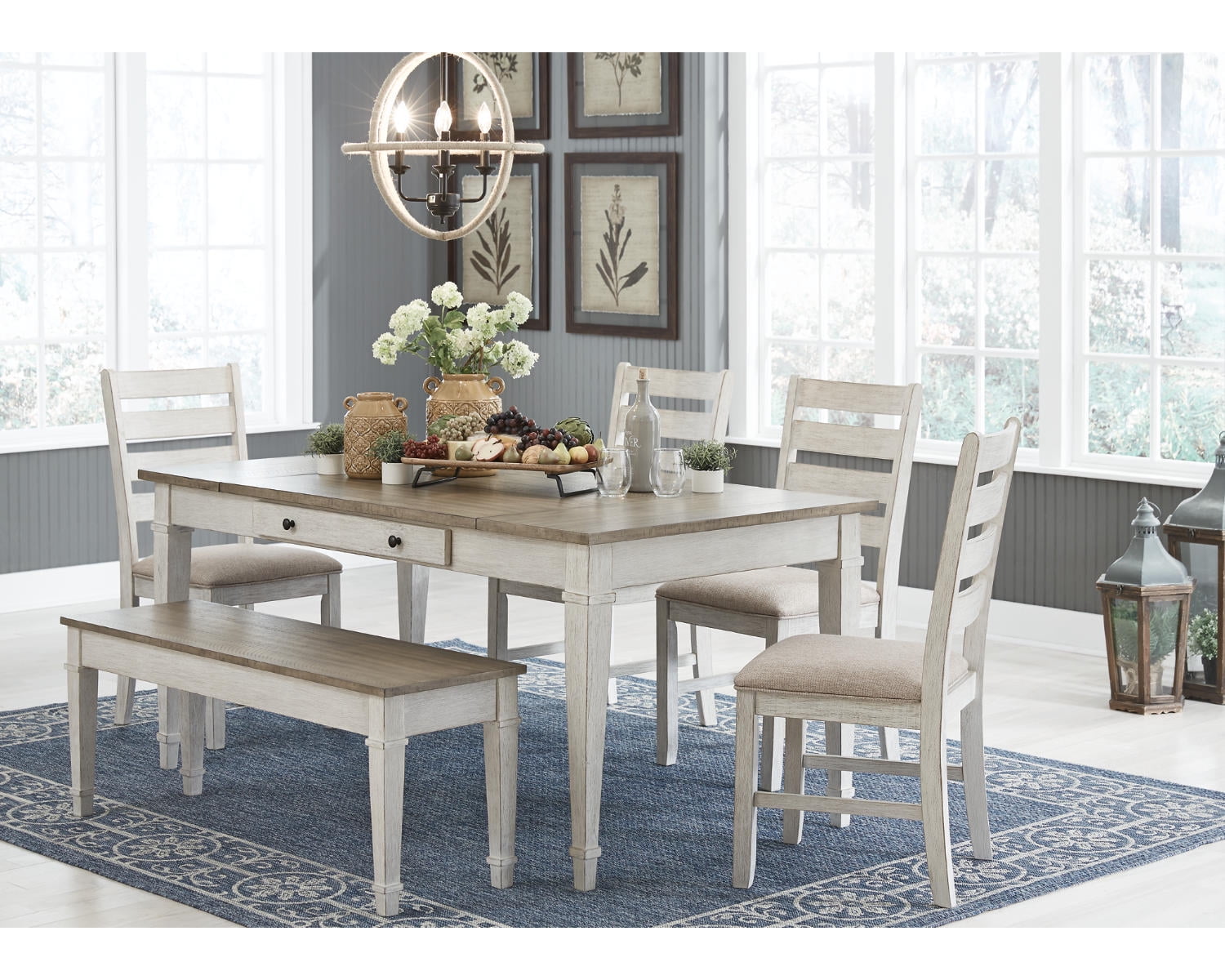 Signature Design by Ashley Casual Skempton Dining Table White/Light Brown
