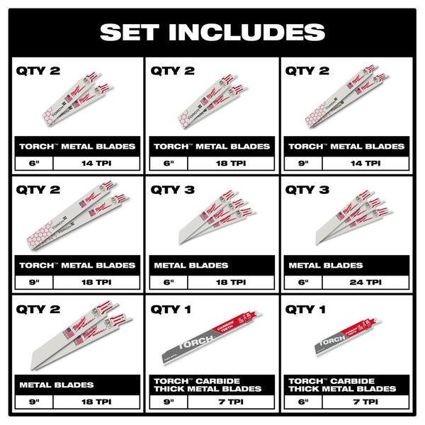 M18 18V Lithium-Ion Cordless SAWZALL Reciprocating Saw with SAWZALL Blade Set (18-Piece)