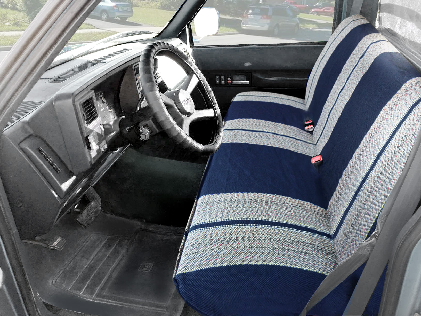 Leader Accessories Saddle Blanket Blue Full Size Pickup Trucks Bench Seat Cover Universal Work with Bench Seats，Blue