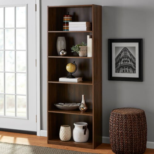 Mainstays 5 Shelf Adjustable Shelf Bookcase, Oak