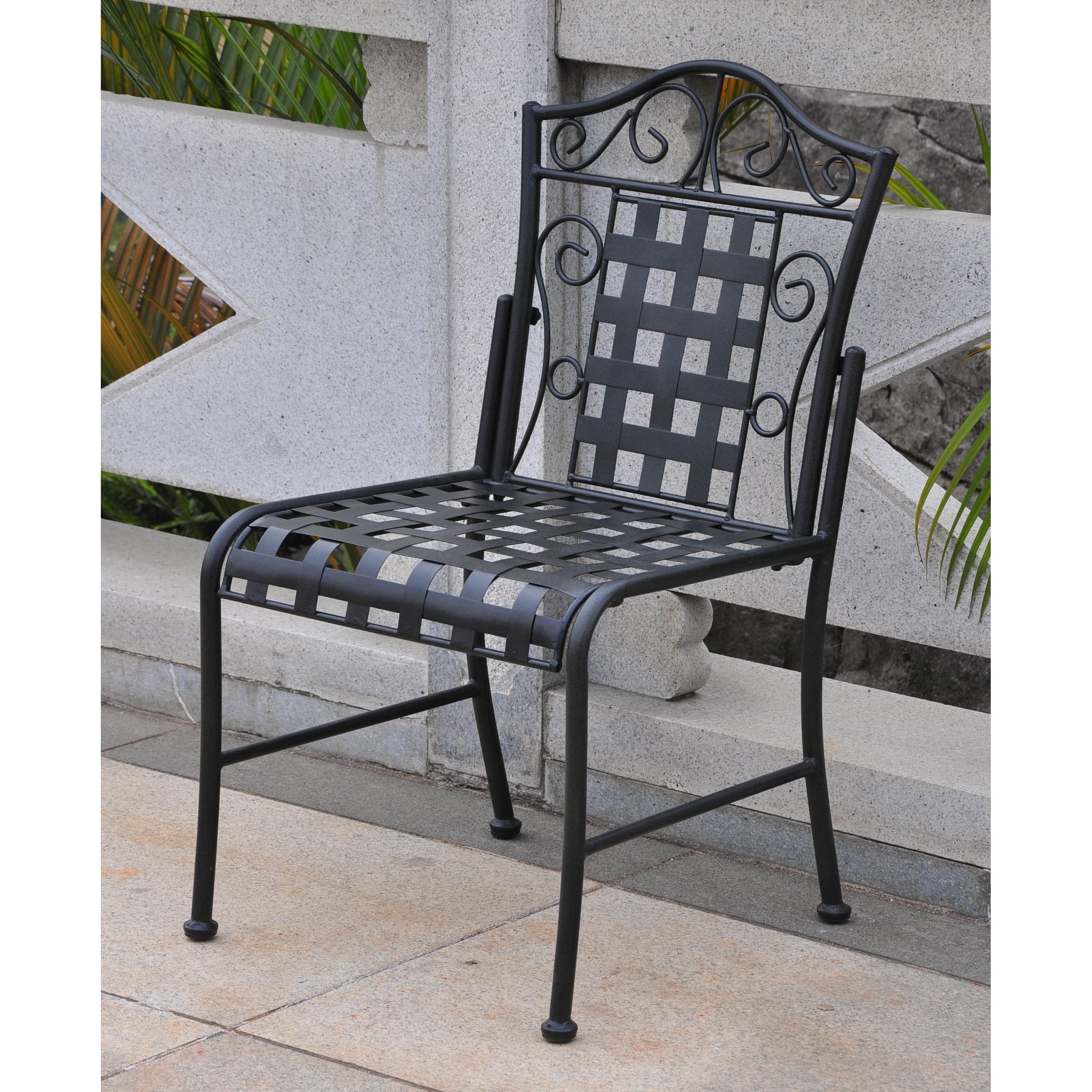 International Caravan 3473-2CH-HD-BZ Mandalay Iron Patio Bistro Chair, Bronze - Set of 2