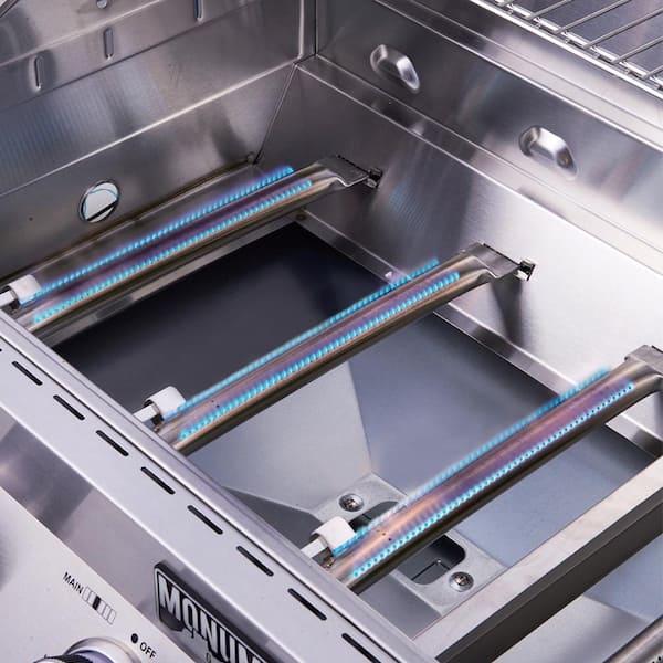 4-Burner Propane Gas Grill in Stainless with Clear View Lid, LED Controls and Side Burner