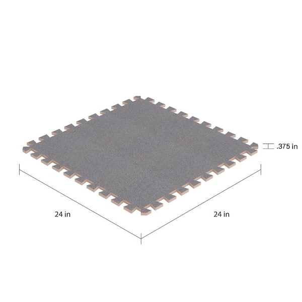 24 in. x 24 in. Gray Foam Mat Interlocking FloorTiles w/ EVA Foam Padding for Exercise/Playroom/Garage/Basement Flooring