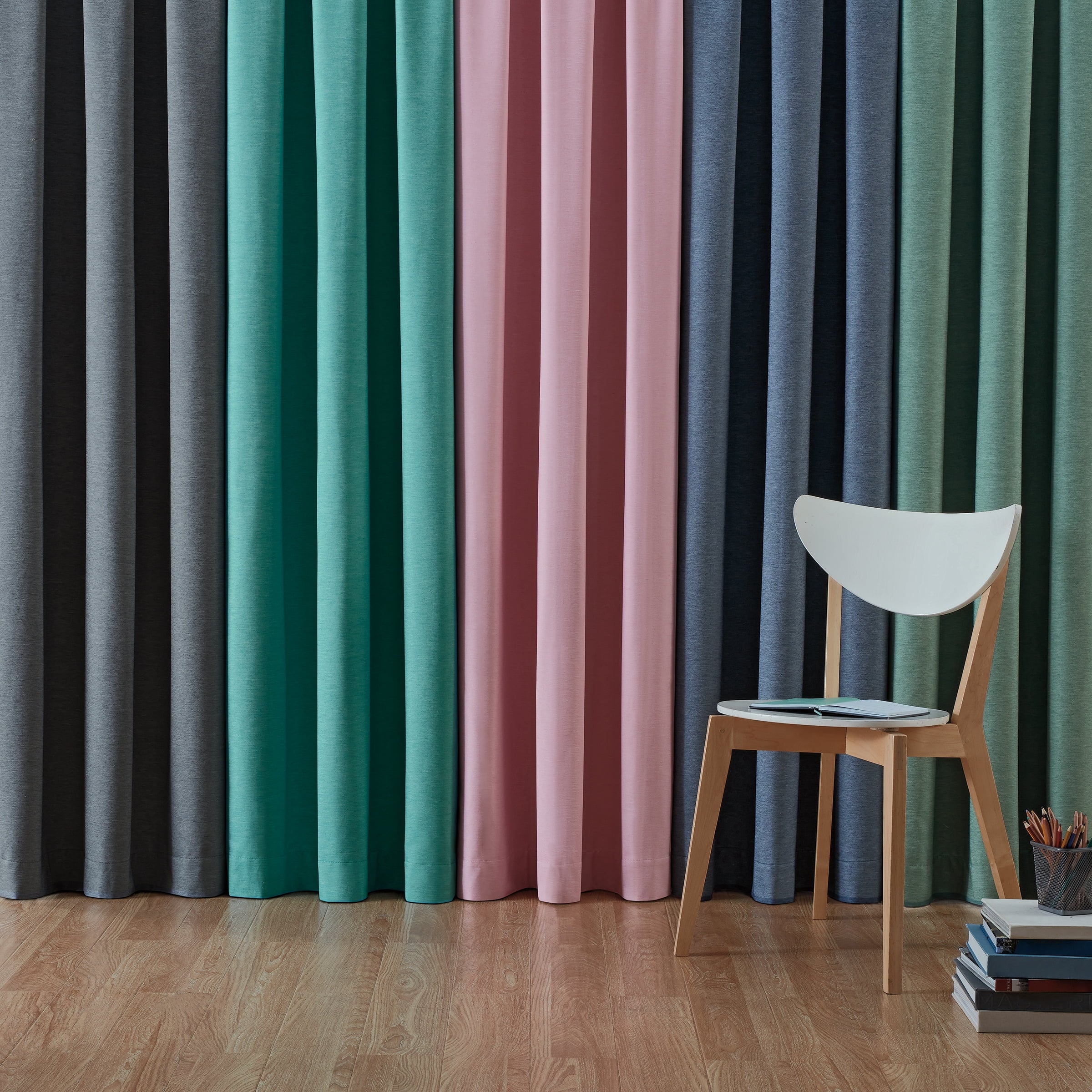 Your Zone Chambray Gray Blackout Window Curtain Panel Pair, 38