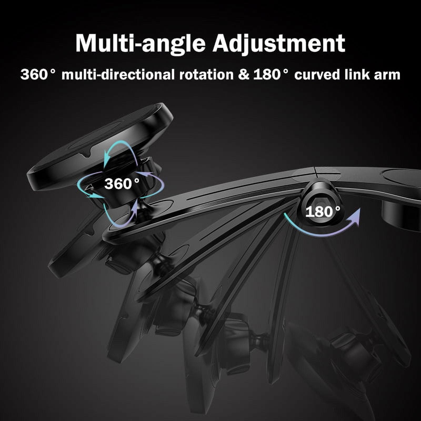 DGN Adjustable Strong Magnetic Car Phone Mount for Dashboard & Windshield, Adjustable Arm, Adjustable Head, Handsfree Phone Stand, Compatible with iPhone, Samsung & All Phones