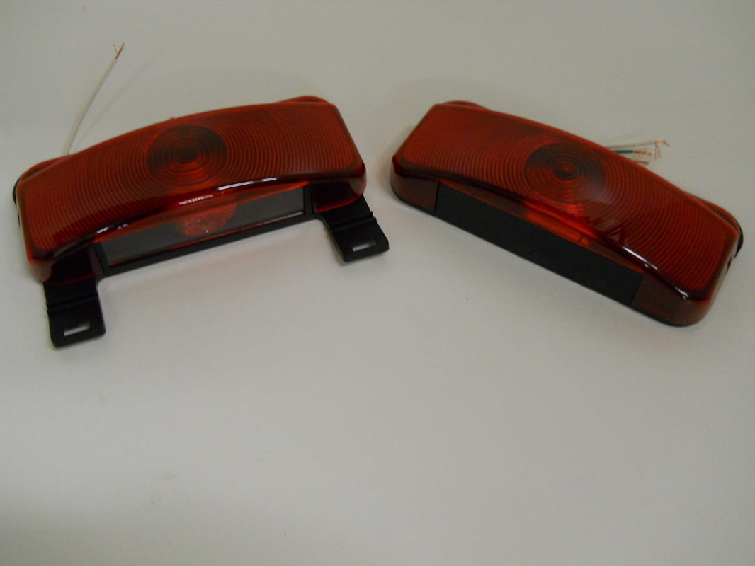 RV Camper Trailer Stop Turn Brake Tail Lights / License Light / Black Base /Pair