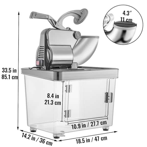 1150 oz. Commercial Ice Crusher 440 LBS/H 300W Silver Snow Cone Machine Stainless Steel Shaved Ice Machine, 110V