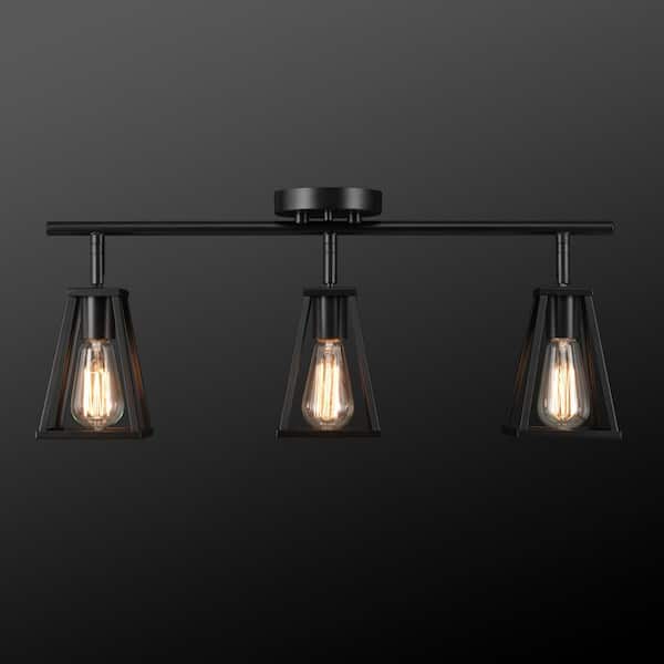 2 ft. 3-Light Matte Black Fixed Track Lighting Kit
