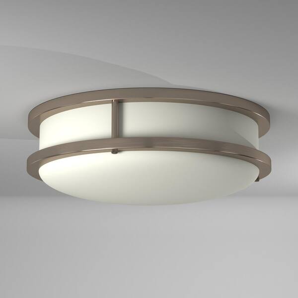 14 in. 1-Light Brushed Nickel Selectable Dimmable LED Flush Mount