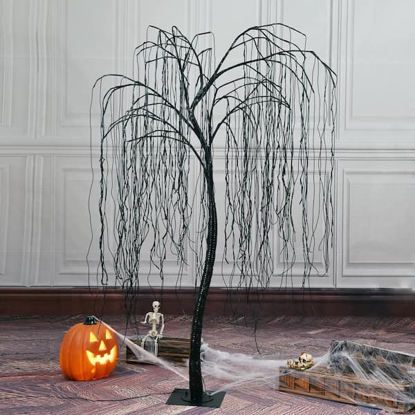 7 ft. Purple Pre-Lit LED Halloween Tree Artificial Christmas Tree with Spiders and 256 LED Lights