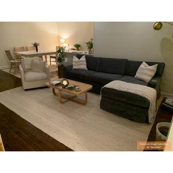 Rigo Chunky Loop Jute Off-White 9 ft. x 12 ft. Farmhouse Area Rug