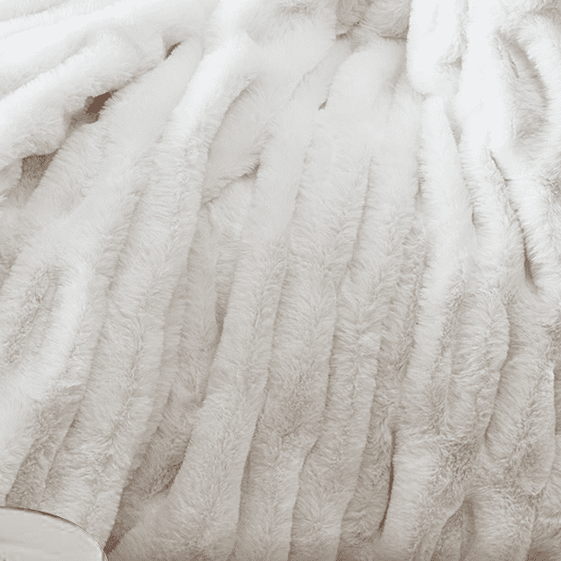 Better Homes & Gardens Ruched Faux Fur Throw Blanket, White, Standard Throw