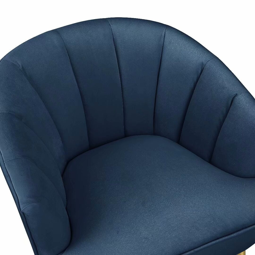 Manufacturer Name Morden Fort Glam Velvet Barrel Carter Chair with Golden Legs Blue