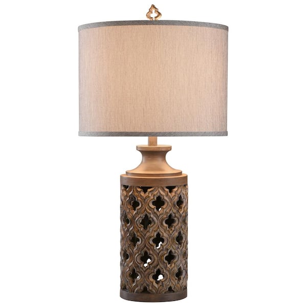 34.5 in. Vincent Gray Table Lamp with Gray Hardback Fabric Shade
