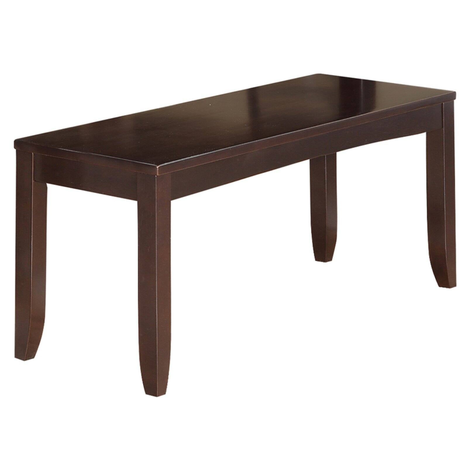Lynfield Dining Bench with Wood Seat in Espresso Finish-Finish:Espresso,Style:Wood Seat