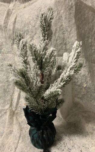 Mini Artificial Flocked Christmas Tree White Snow Balsam Fir Potted Please Read