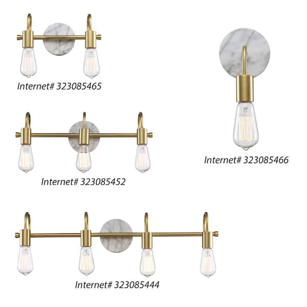 Hensley 21 in. 3-Light Gold and Faux Marble Bathroom Vanity Light Fixture