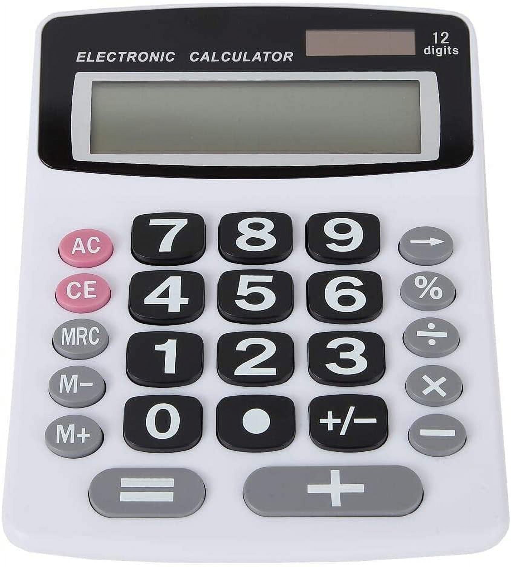 Lily's Home 12-digit Desktop Calculator, Spacious Keyboard, Solar and Battery Powered