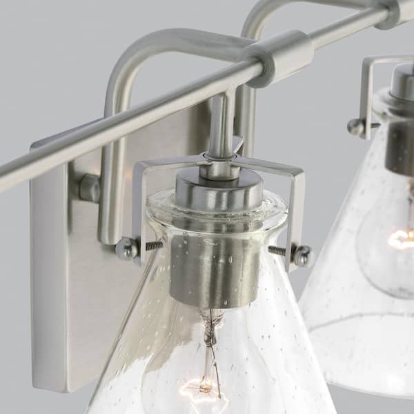 Jaden 33.25 in. 4-Lights Brushed Nickel Bathroom Vanity Light with Clear Seeded Glass Shades