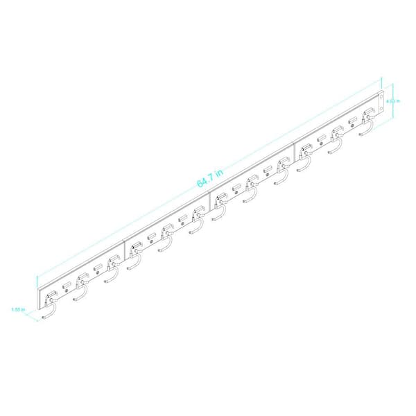 64 in. Expandable Wall Mount Tool Organizer Black and Gray