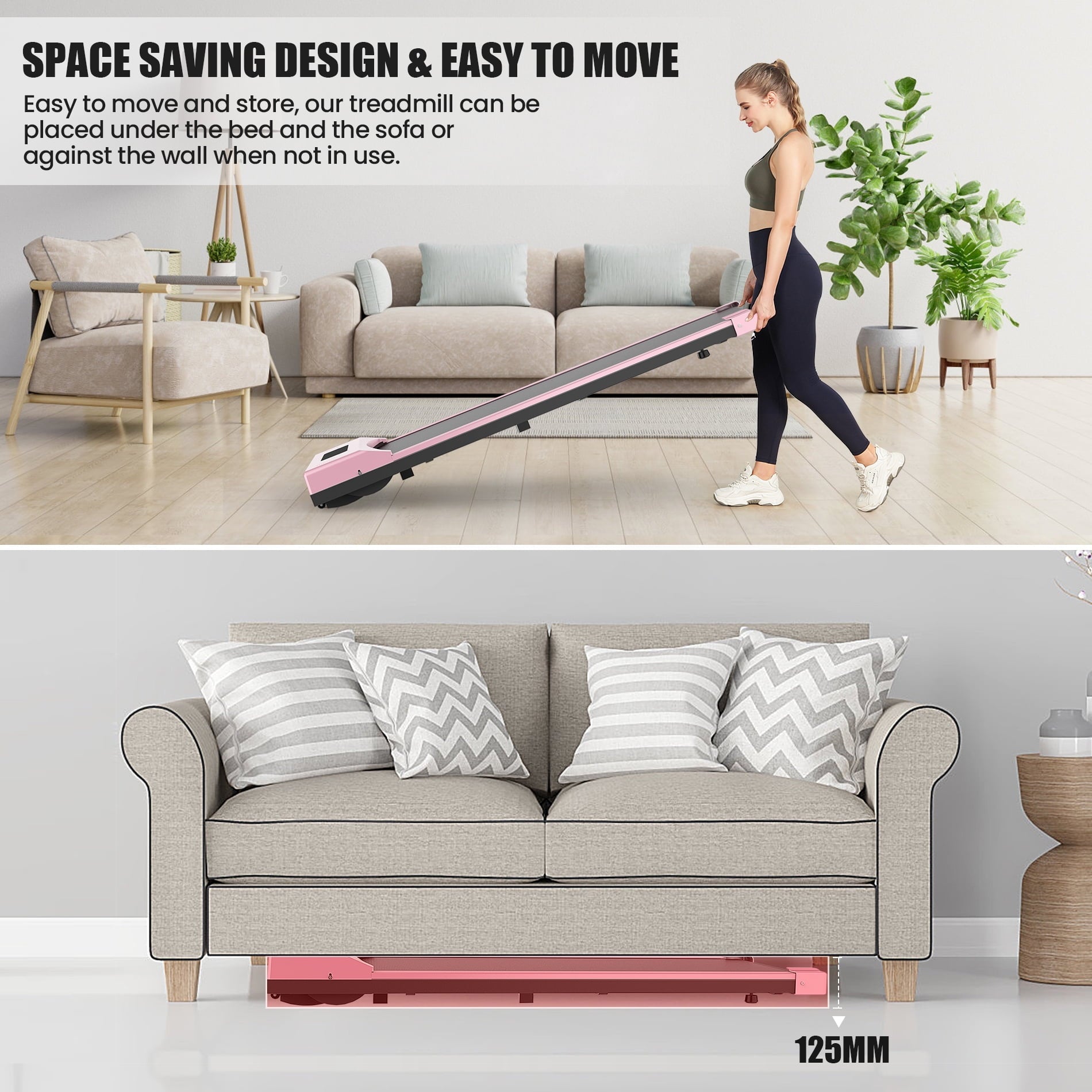 Tikmboex 2.5HP Under Desk Treadmill with LED Display Wireless Remote Control38.5