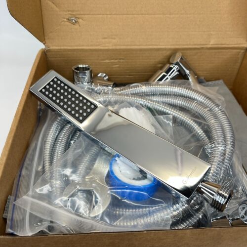 G-Promise All Metal Dual Square Shower Head Combo | 8" Rain Polished Chrome -New