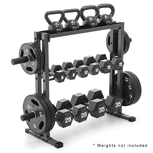 Marcy Combo Weights Storage Rack for Dumbbells, Kettlebells, and Weight Plates