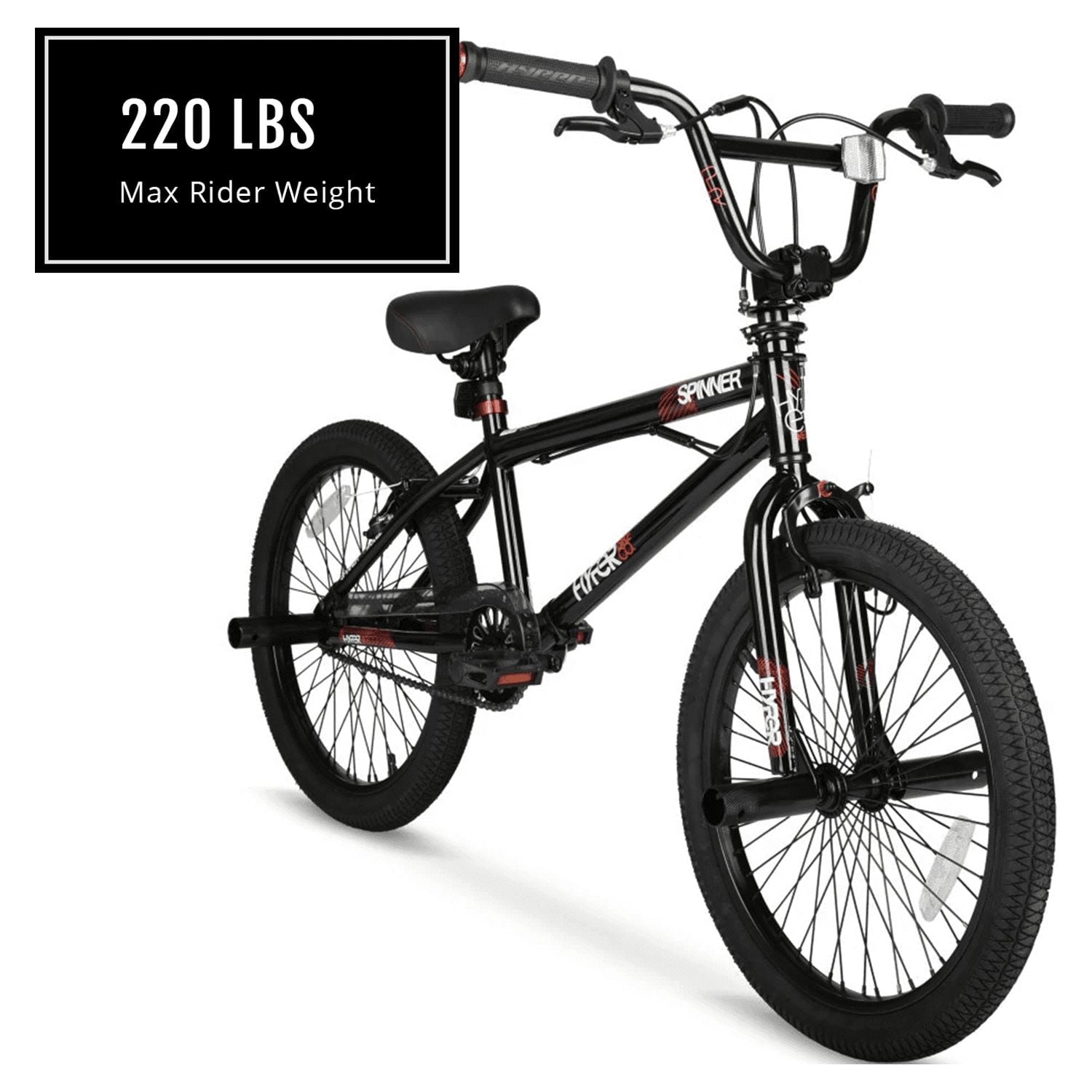 Hyper Bicycle 20 In. Boys Spinner BMX Bike, Kids, Black