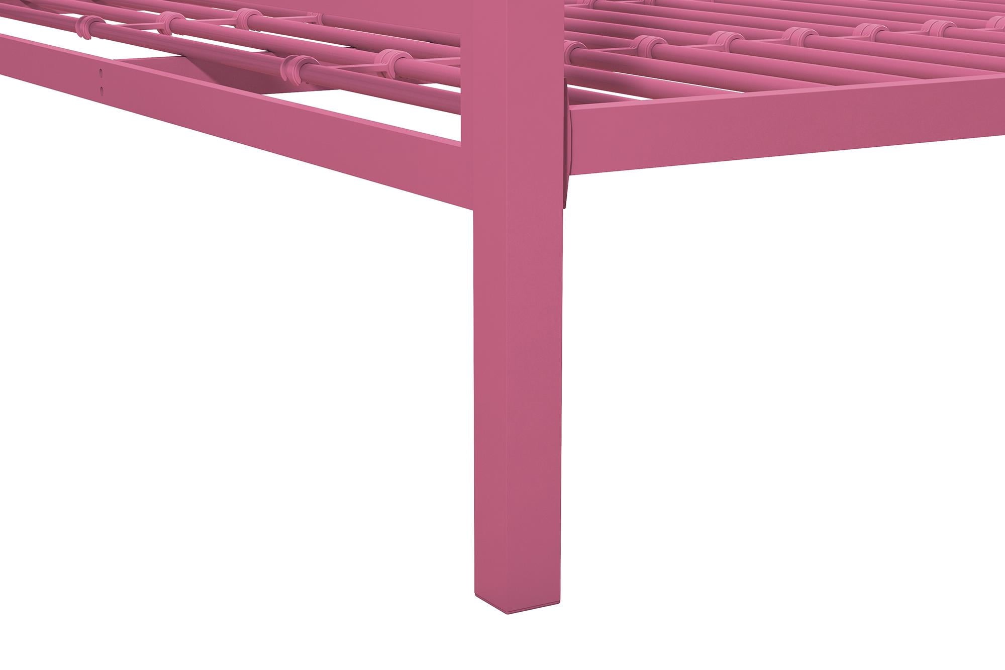 Mainstays Premium Twin over Full Metal Bunk Bed, Pink