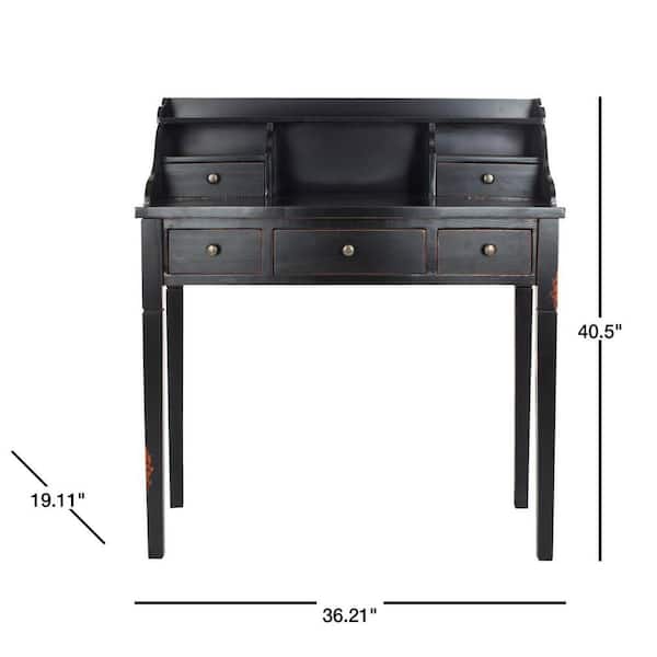 Landon 36 in. 5-Drawer Black Writing Desk
