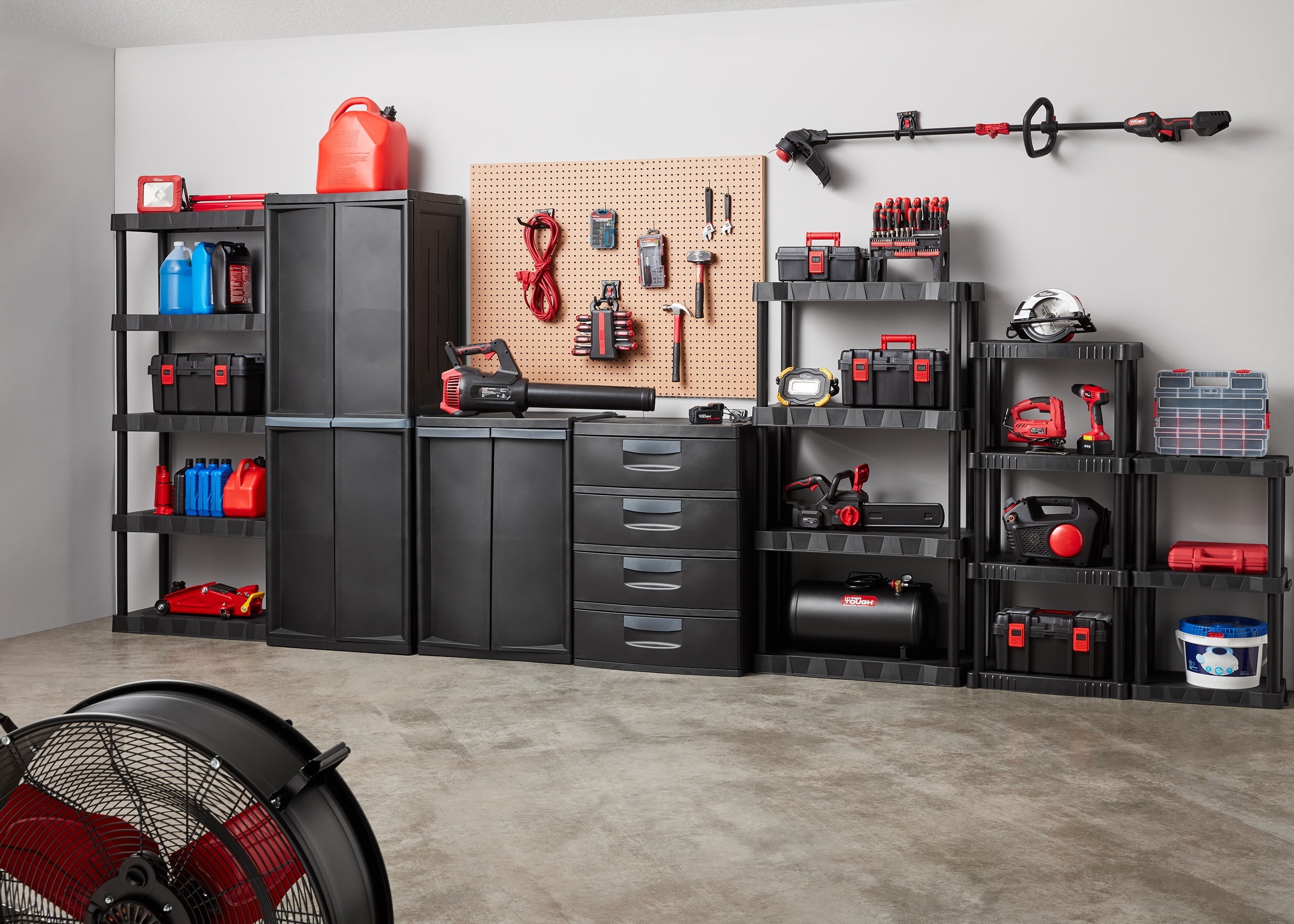 Hyper Tough 4-Shelf Plastic Garage Shelves, Black, Holds up to 340 lbs (3 Pack)