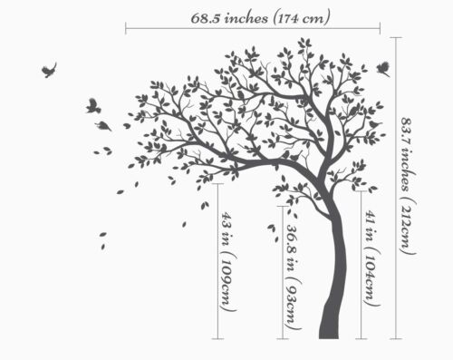 Large Tree Wall Decals Nursery Tree Stickers with Birds Stunning Tree Wall Ar...