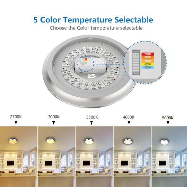 Withers 13 in. Light Brushed Nickel Adjustable CCT CCT Integrated LED Dimmable Round Globe Flush Mount Ceiling Light