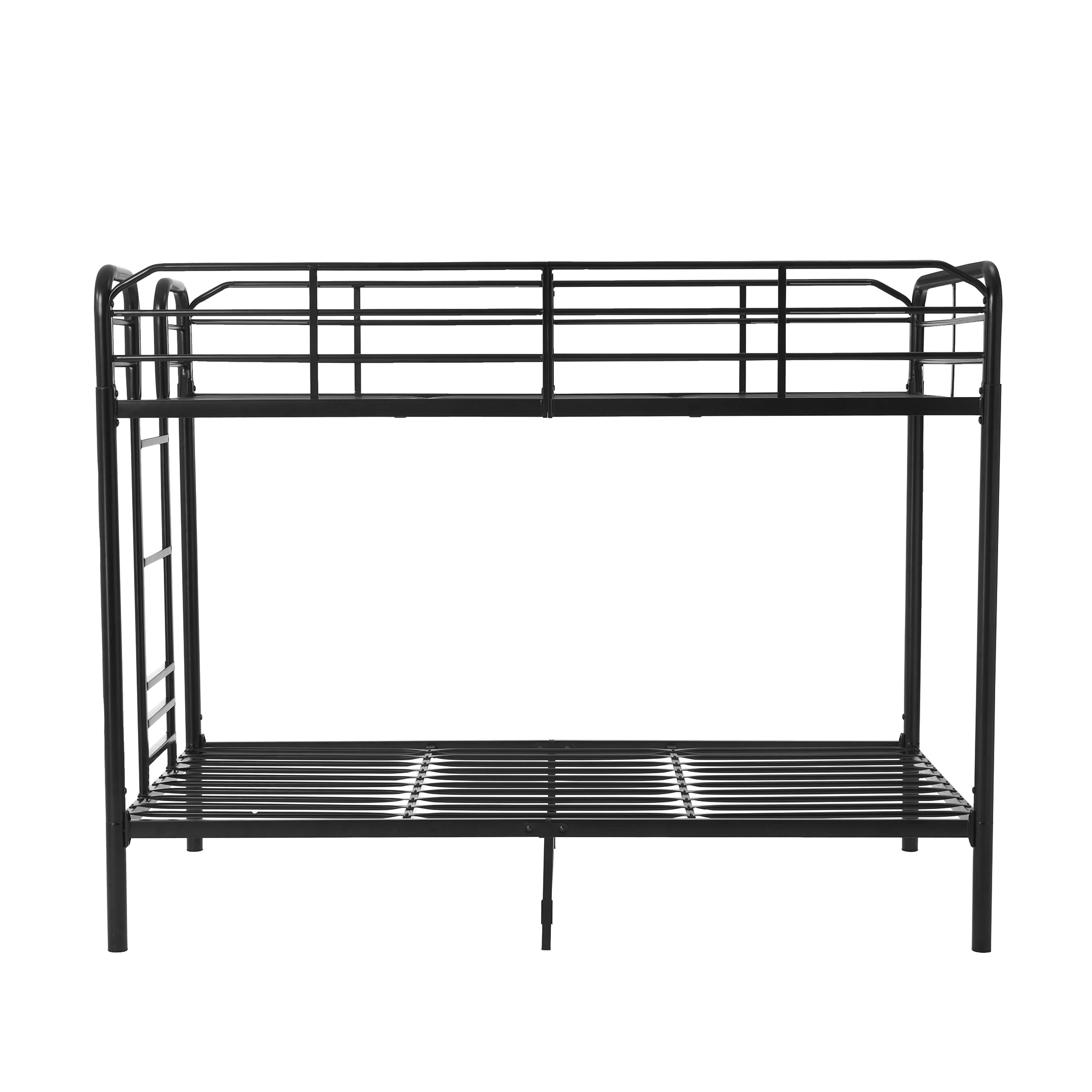 Your Zone Kids Metal Twin over Twin Quad Bunk Bed with Ladder and Guardrails, Black