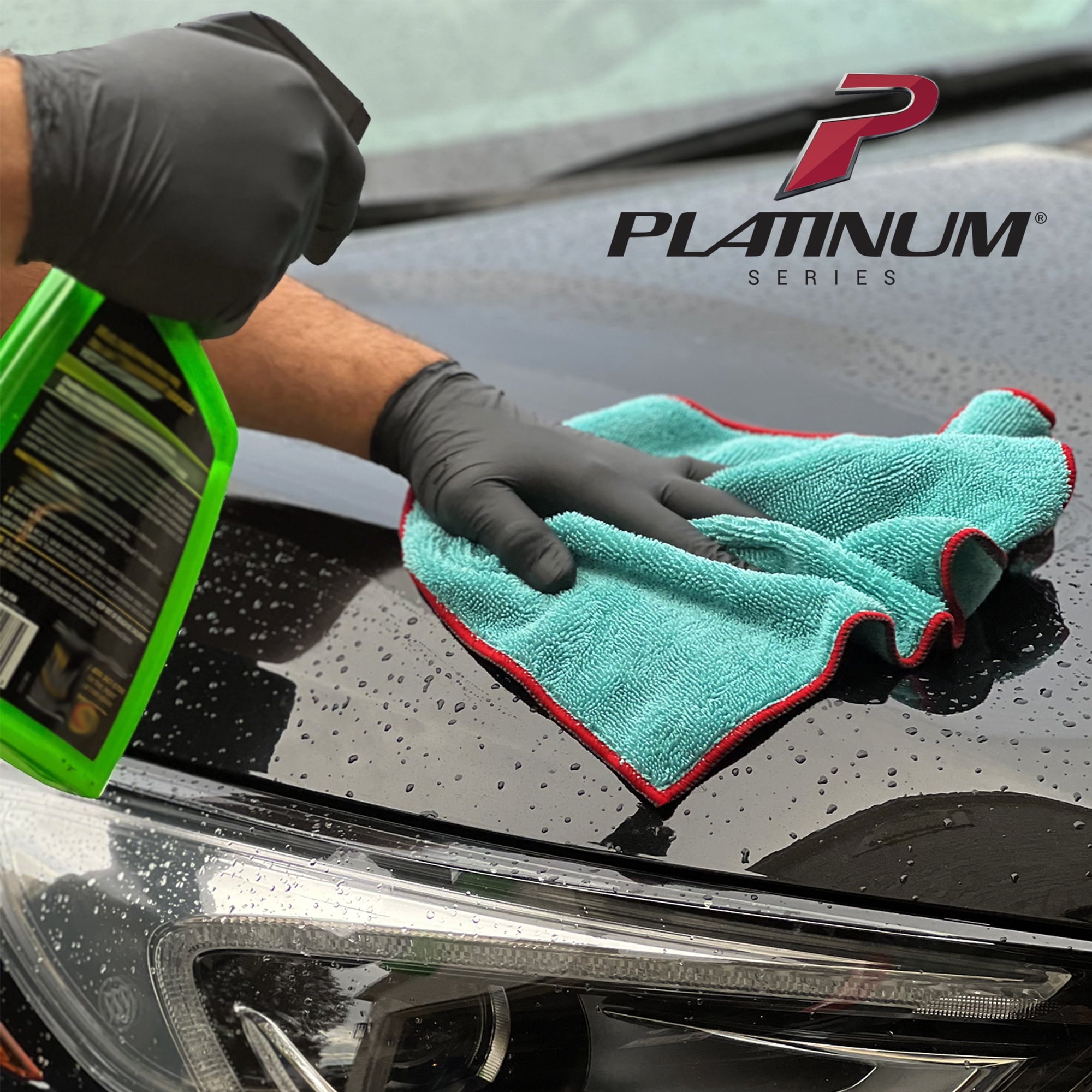 Platinum Series Twisted Terry Multi-Use, Detail, Cleaning Towel 16 x 16, 5pk, Green