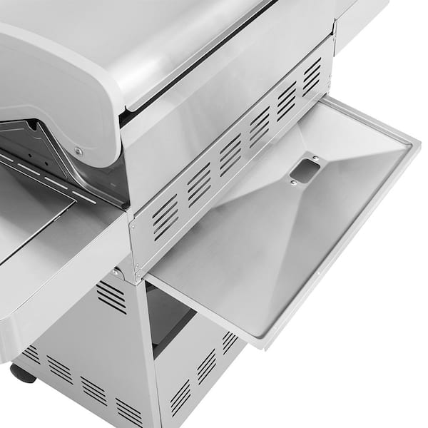 4-Burner Propane Gas Grill in Stainless with LED Controls, Side and Side Sear Burners