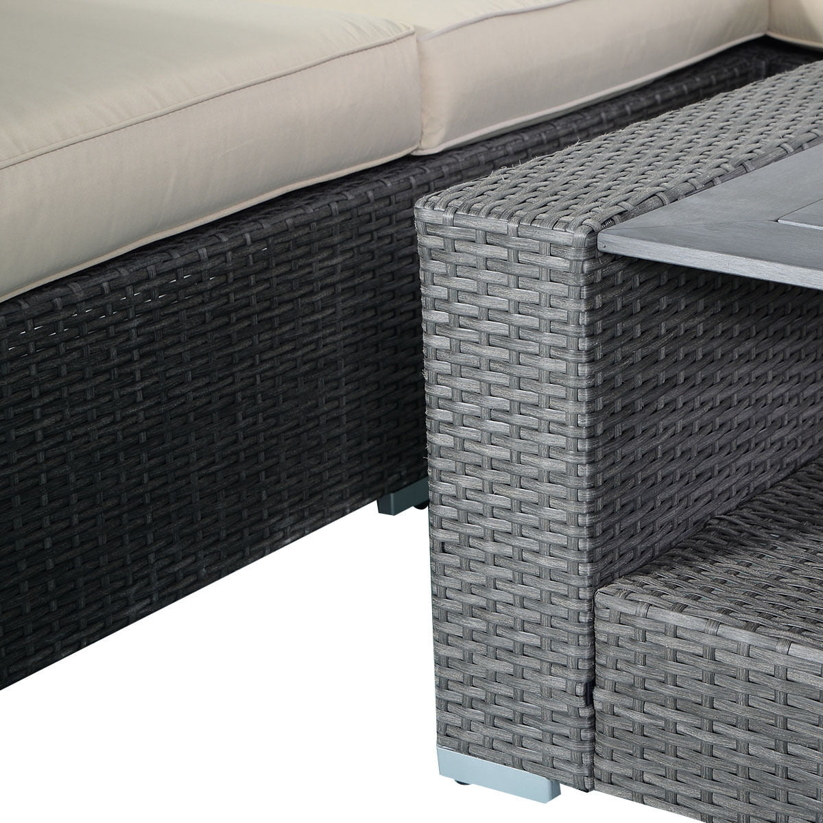 Costway 4 PCS 6 Seat Patio Garden Sofa Set Rattan Wicker Furniture Cushion