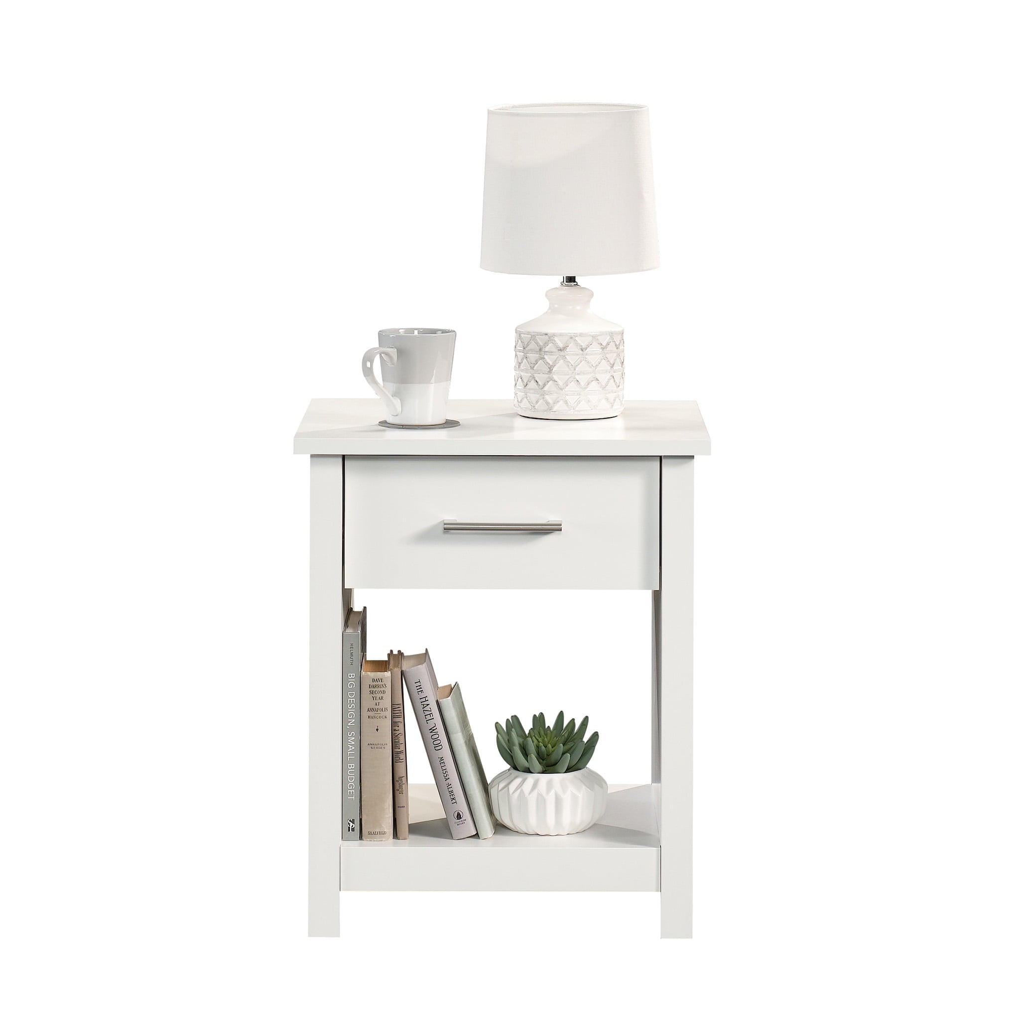 Mainstays Hillside Nightstand with Drawer, White Finish